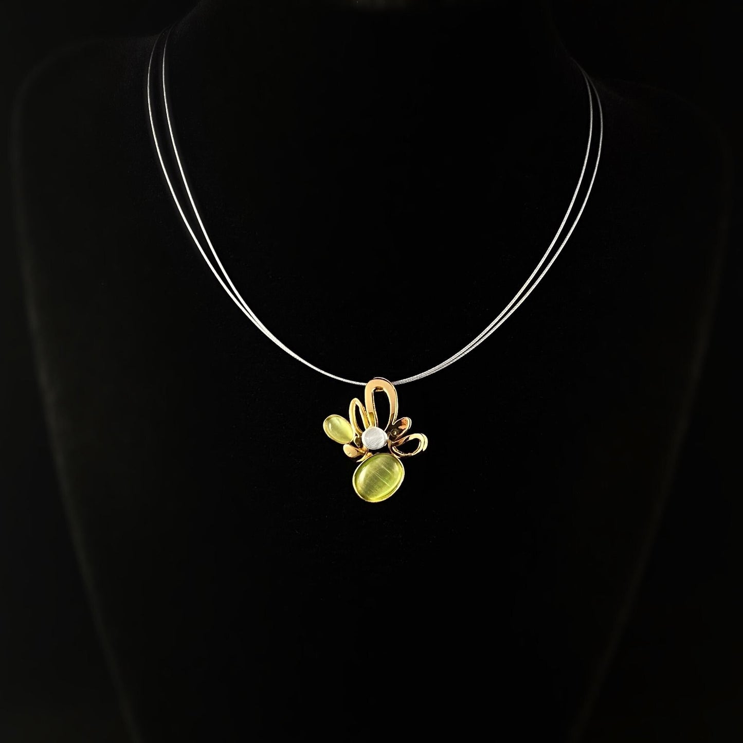 Lightweight Handmade Geometric Aluminum Necklace, Gold/Green, New Growth