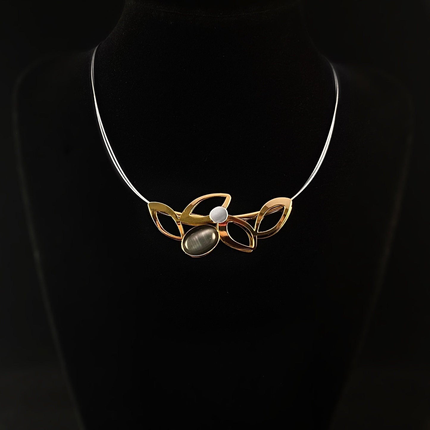 Lightweight Handmade Geometric Aluminum Necklace, Gold Petals