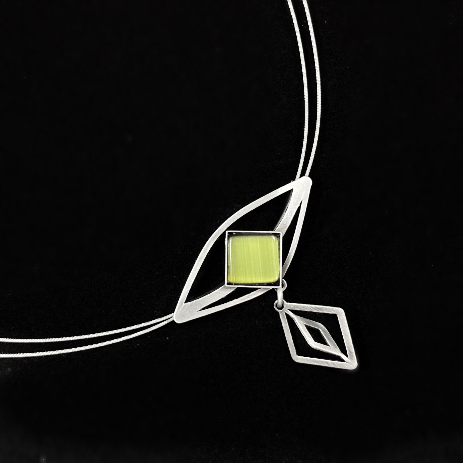 Lightweight Handmade Geometric Aluminum Necklace, Green Diamond