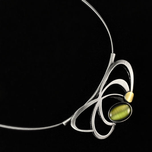 Lightweight Handmade Geometric Aluminum Necklace, Green Ovals