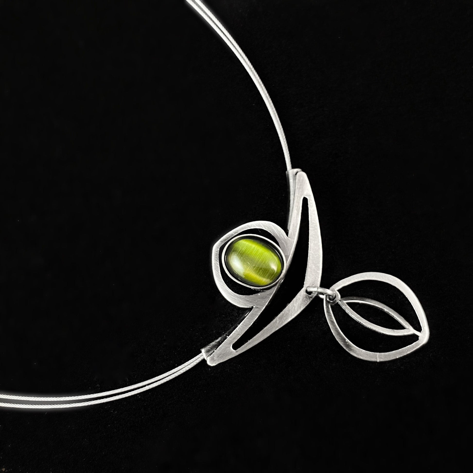 Lightweight Handmade Geometric Aluminum Necklace, Green Sun/Eye