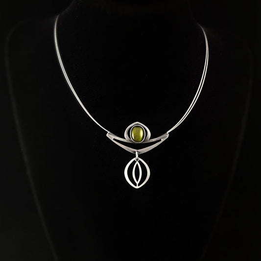 Lightweight Handmade Geometric Aluminum Necklace, Green Sun/Eye