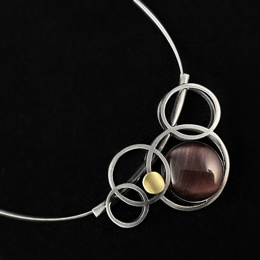 Lightweight Handmade Geometric Aluminum Necklace, Purple Bubbles
