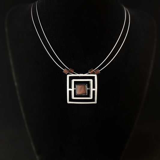 Lightweight Handmade Geometric Aluminum Necklace, Purple Square Maze