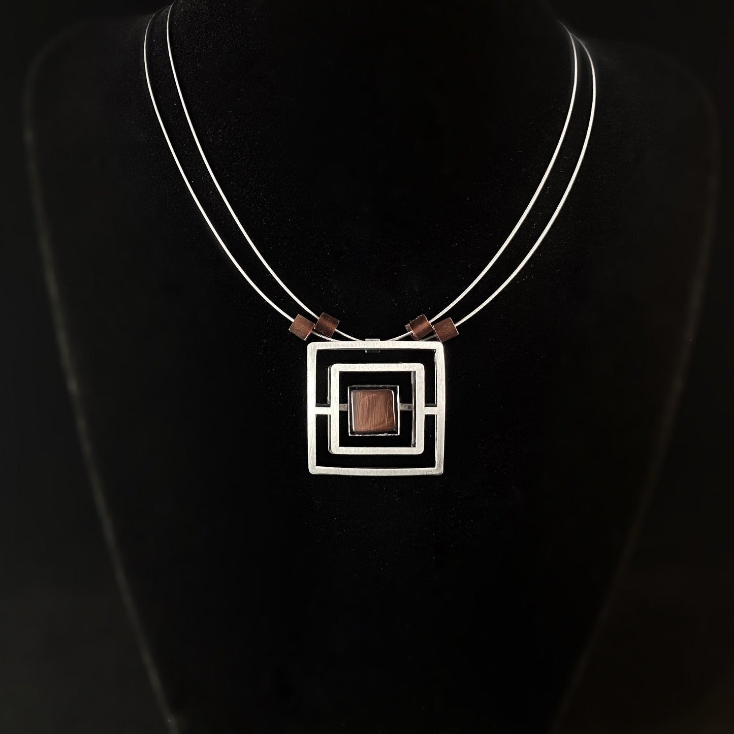 Lightweight Handmade Geometric Aluminum Necklace, Purple Square Maze