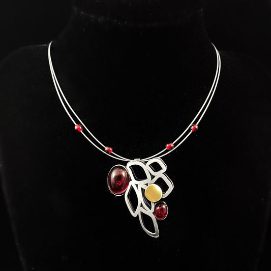 Lightweight Handmade Geometric Aluminum Necklace, Red Feather Wing