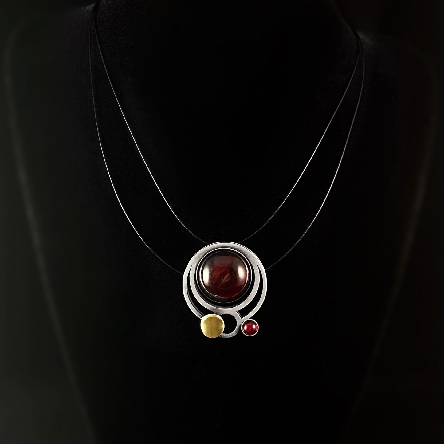 Lightweight Handmade Geometric Aluminum Necklace, Red/Silver Solar System