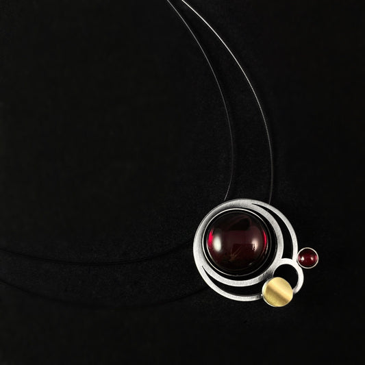 Lightweight Handmade Geometric Aluminum Necklace, Red/Silver Solar System