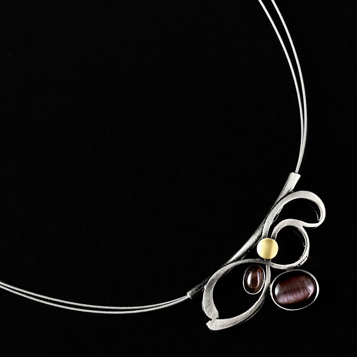 Lightweight Handmade Geometric Aluminum Necklace, Silver/Purple, Flowing River