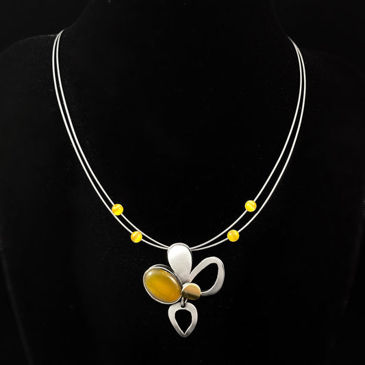 Lightweight Handmade Geometric Aluminum Necklace, Yellow Floral