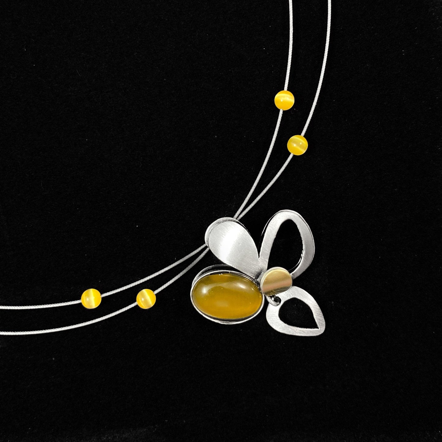 Lightweight Handmade Geometric Aluminum Necklace, Yellow Floral