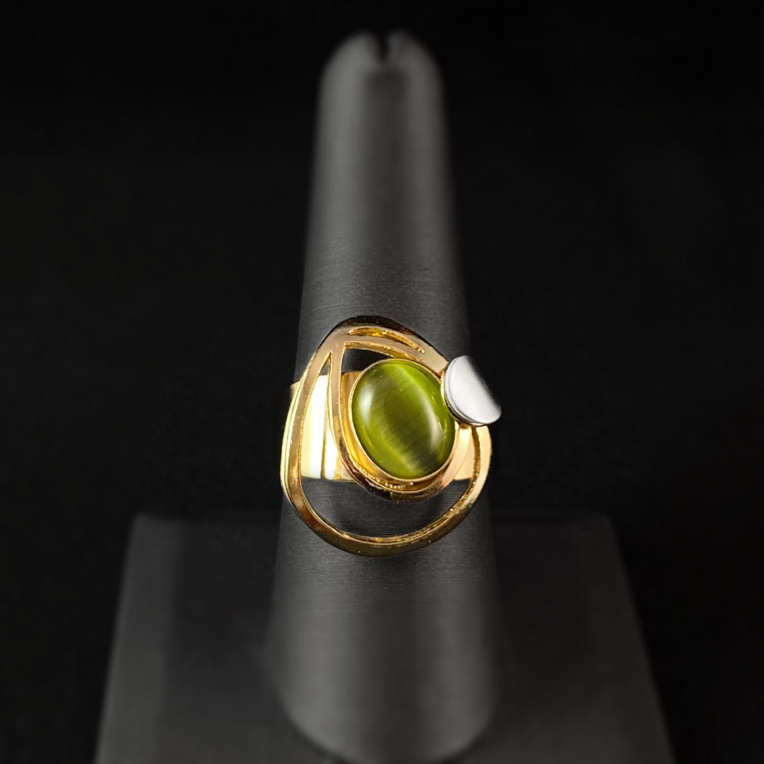 Lightweight Handmade Geometric Aluminum Ring, Gold and Green Good Egg