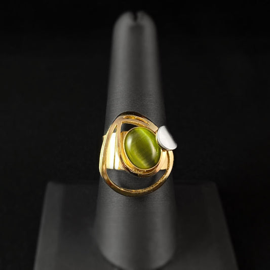 Lightweight Handmade Geometric Aluminum Ring, Gold and Green Good Egg