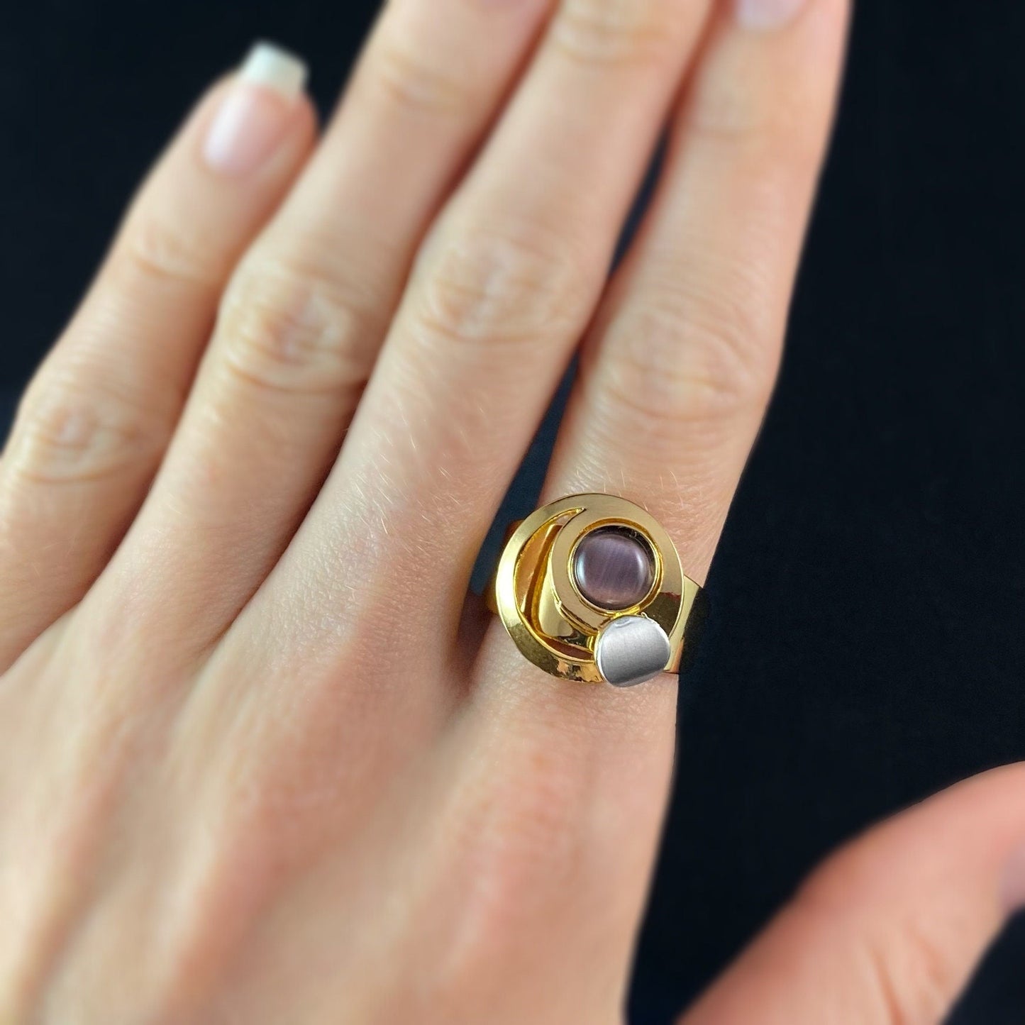 Lightweight Handmade Geometric Aluminum Ring, Gold and Purple