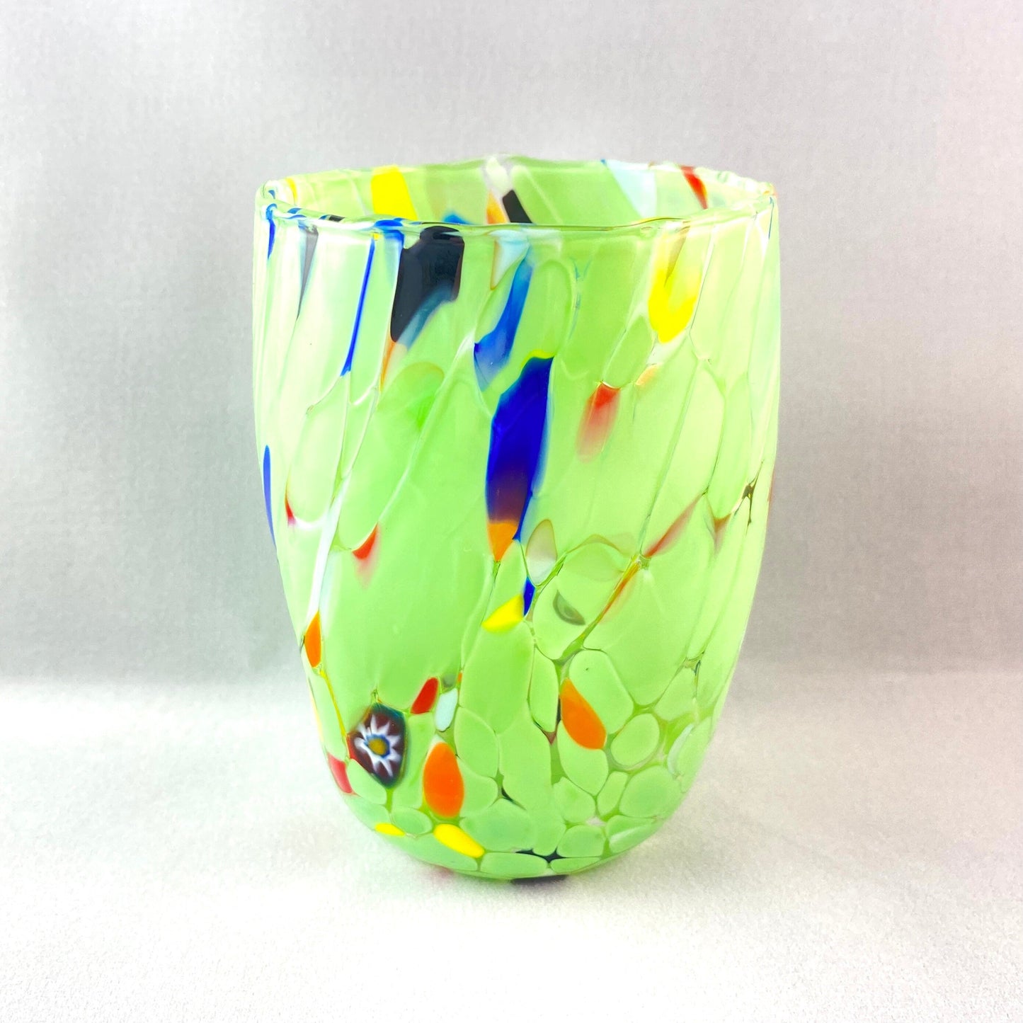 Lime Green Venetian Glass Drinking Glass - Handmade in Italy, Colorful Murano Glass