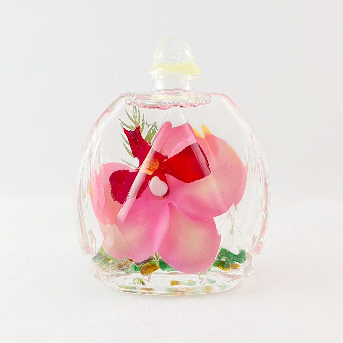 Liquid Candle with Pink Orchid, Small Round Liquid Candle/Home Decor - Handmade in USA - Long Burn Time