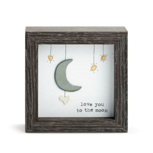 Love You to the Moon Shadow Box, Sharon Nowlan Pebble Art