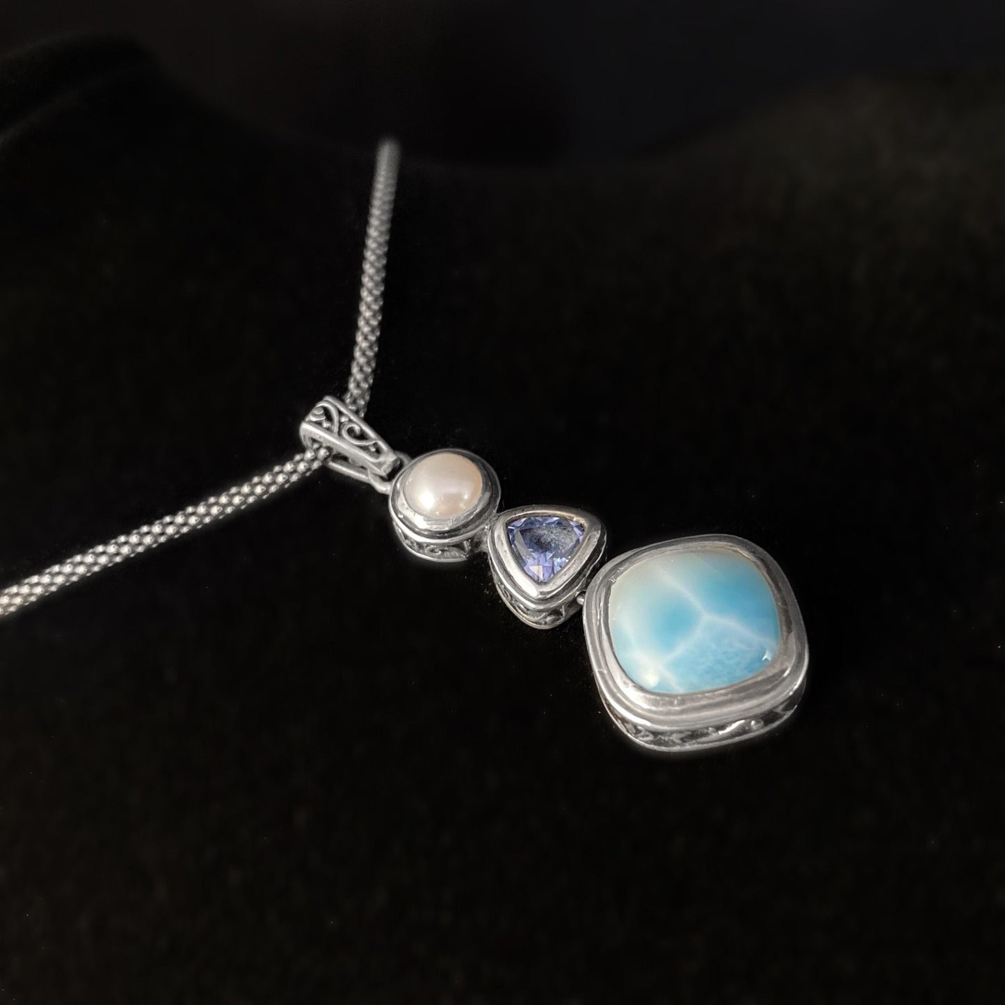 Marahlago Larimar and Sterling Silver Azure Necklace