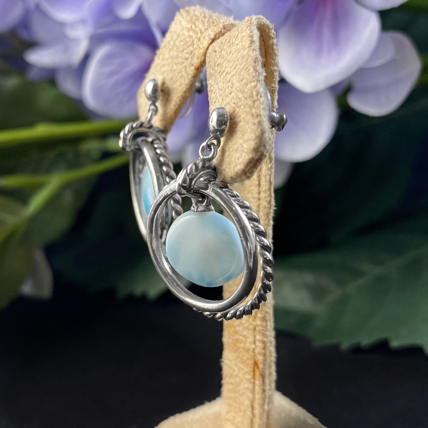 Marahlago Larimar and Sterling Silver Ciro Earrings