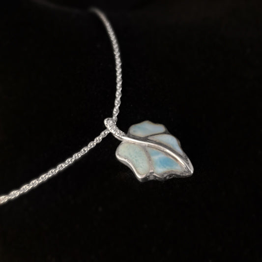 Marahlago Larimar and Sterling Silver Leaf Necklace