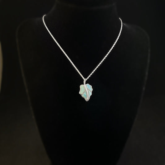 Marahlago Larimar and Sterling Silver Leaf Necklace