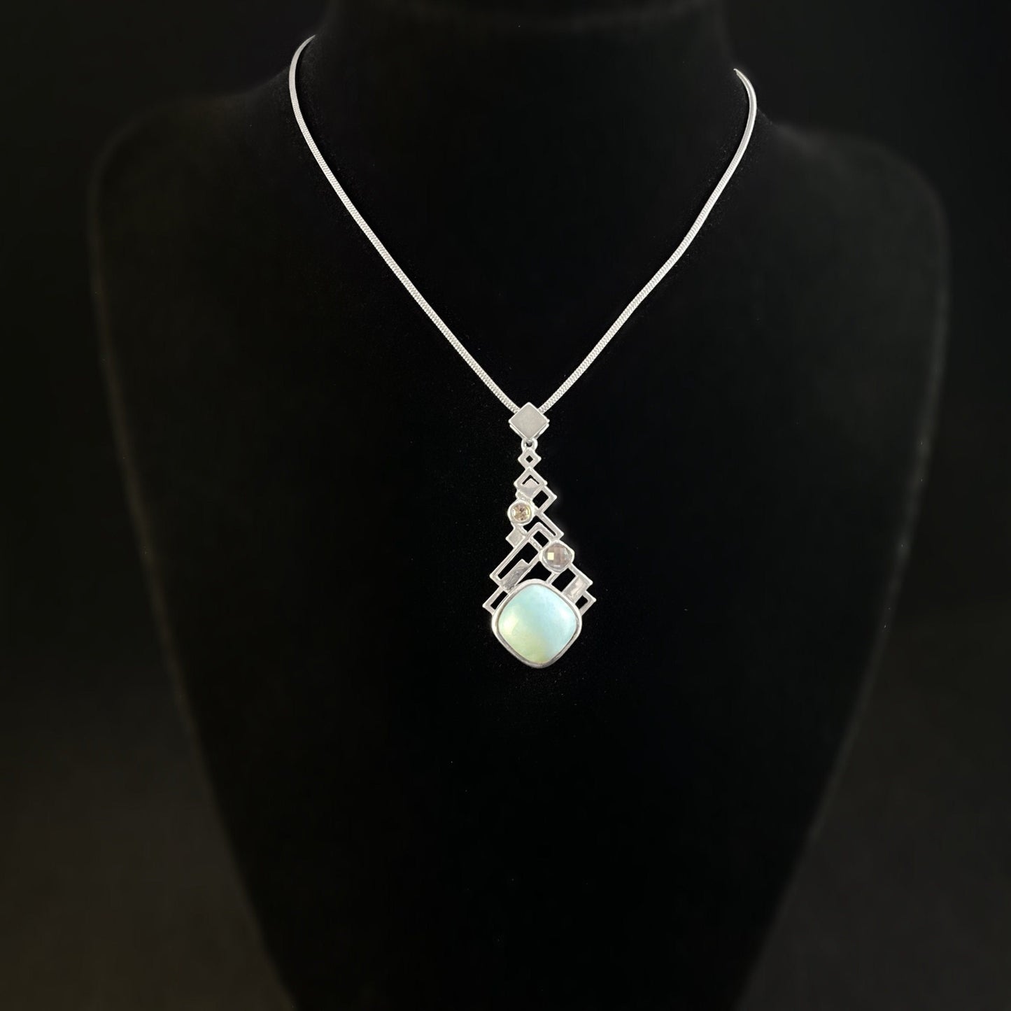Marahlago Larimar and Sterling Silver Pixel Necklace