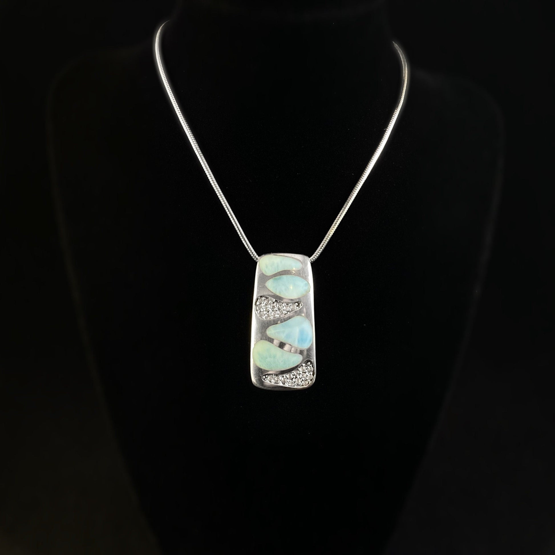 Marahlago Larimar and Sterling Silver Surf Necklace