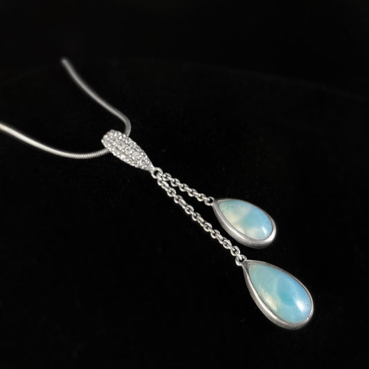 Marahlago Larimar and Sterling Silver Teardrop Necklace