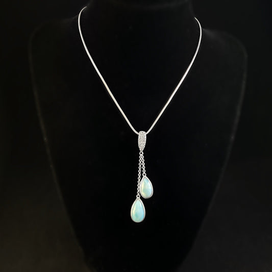 Marahlago Larimar and Sterling Silver Teardrop Necklace