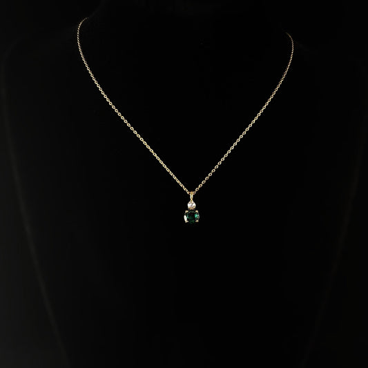 May Birthstone Necklace Emerald - Classic Gold Minimalist