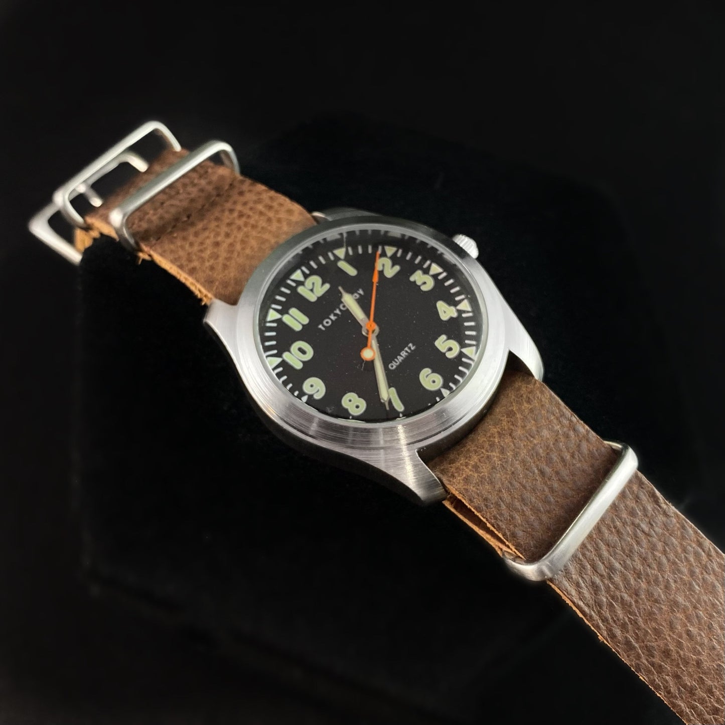 Men’s Watch, Brown Leather Band, Dark Face - TOKYObay