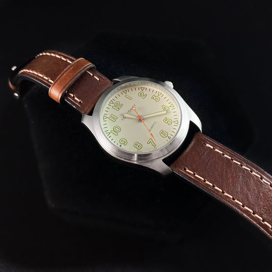 Men’s Watch, Brown Leather Band, Silver Case - TOKYObay