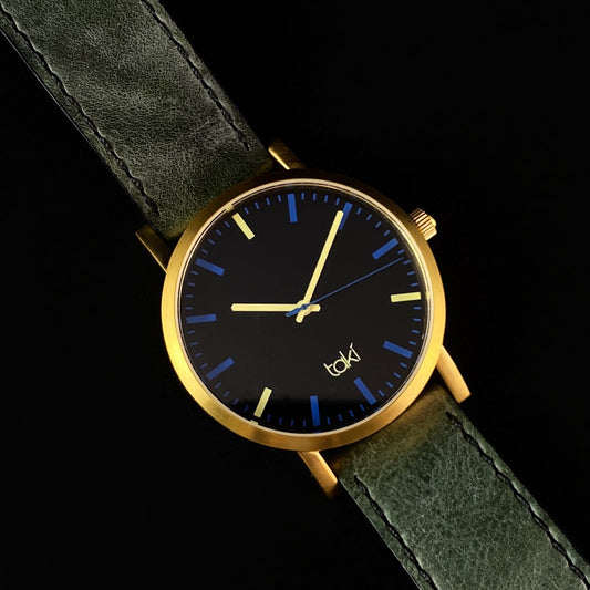 Men’s Watch Olive Leather Band Gold Case - Taki by TOKYObay