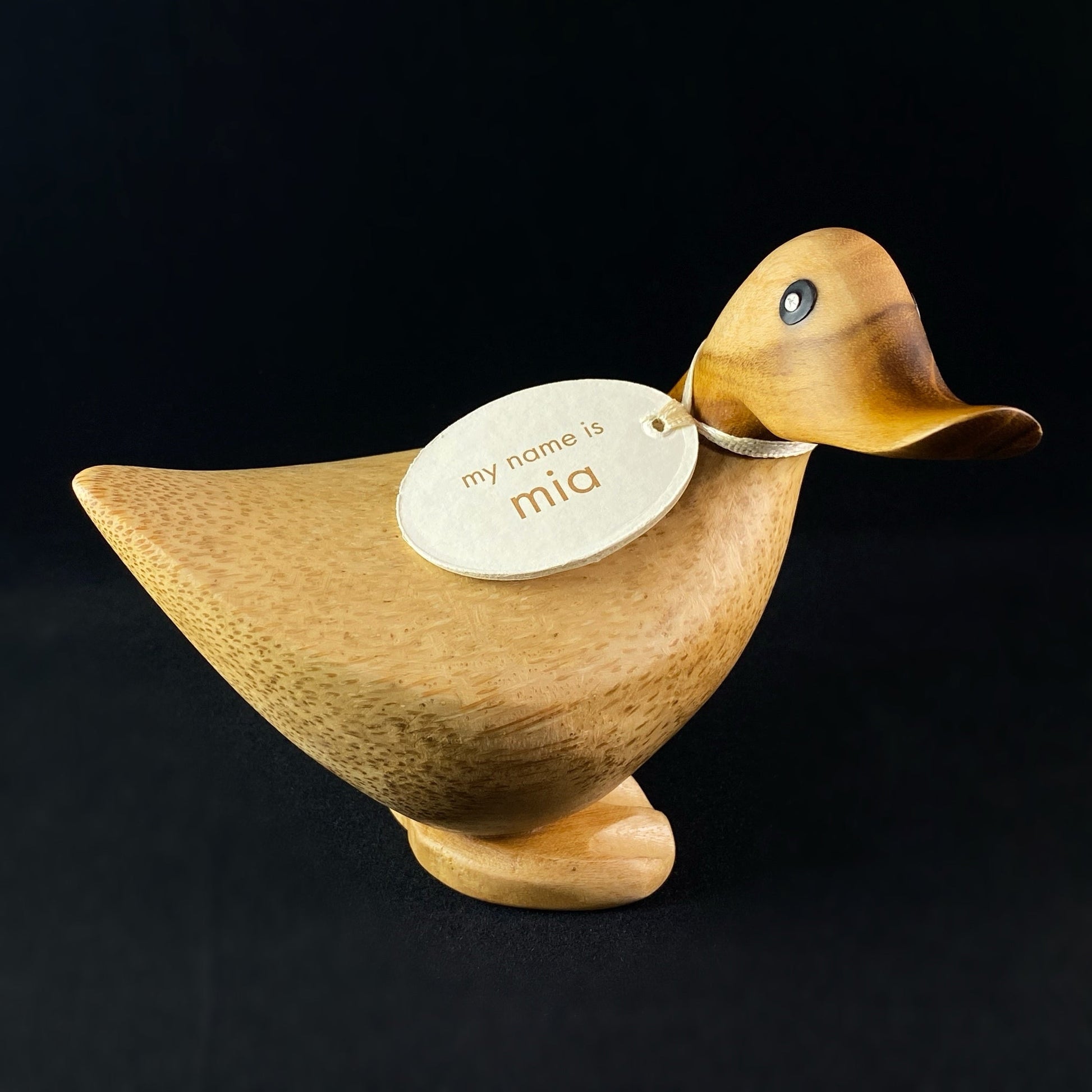 Mia - Hand-carved and Hand-painted Bamboo Duck