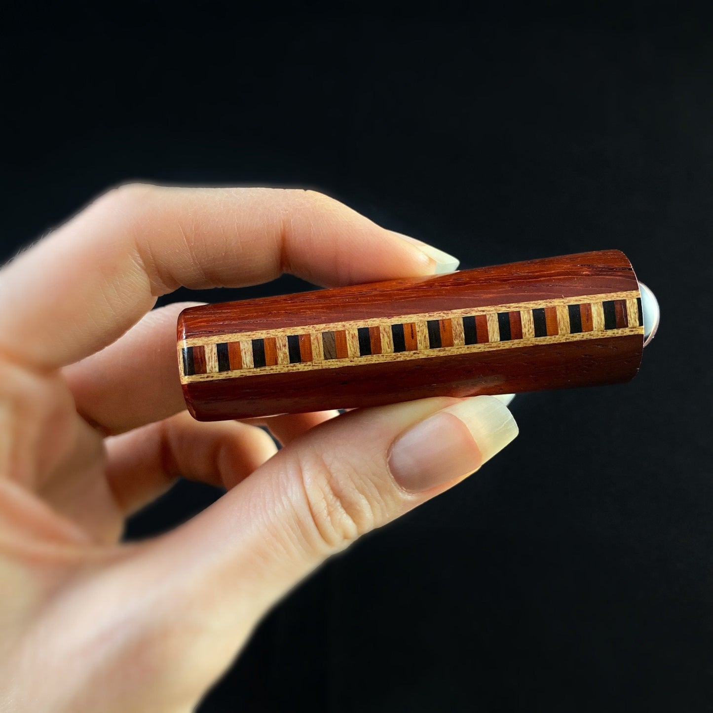 Mini Handmade Wooden Teleidoscope with Double Inlay - Padauk