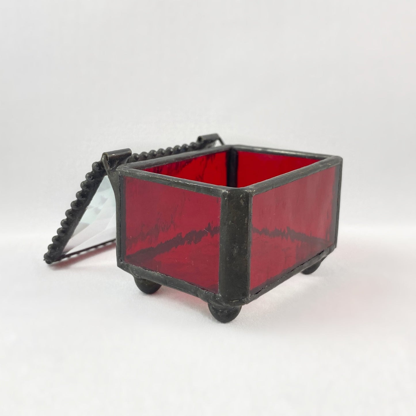 Mini Jewelry Box - Red Stained Glass Box for rings earrings