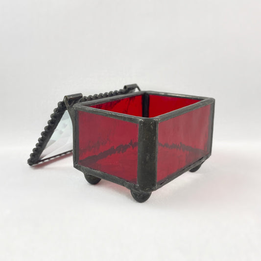 Mini Jewelry Box - Red Stained Glass Box for rings earrings