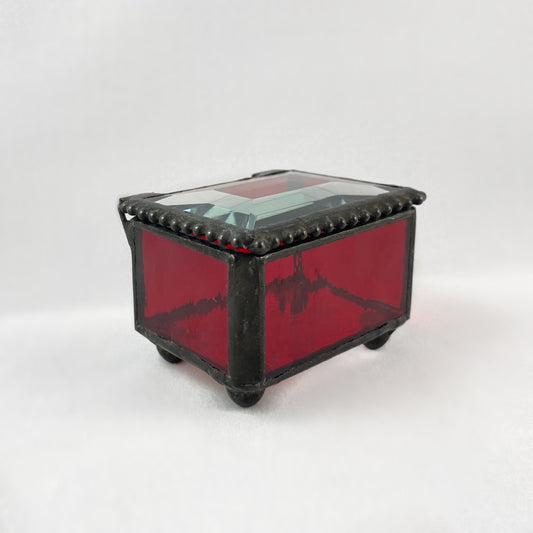 Mini Jewelry Box - Red Stained Glass Box for rings earrings