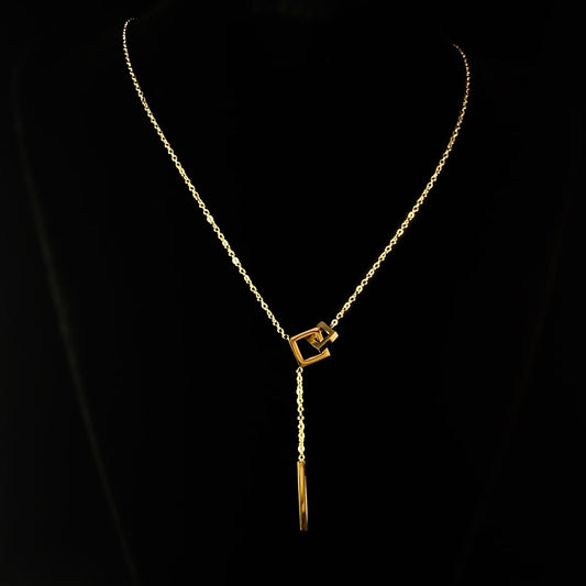Minimal Gold Squared Pendant Necklace - 3Souls