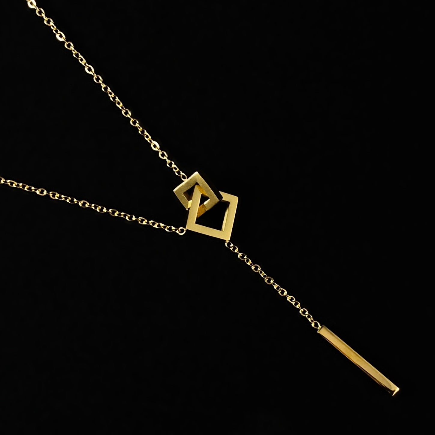 Minimal Gold Squared Pendant Necklace - 3Souls