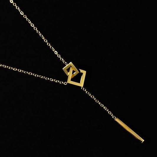 Minimal Gold Squared Pendant Necklace - 3Souls