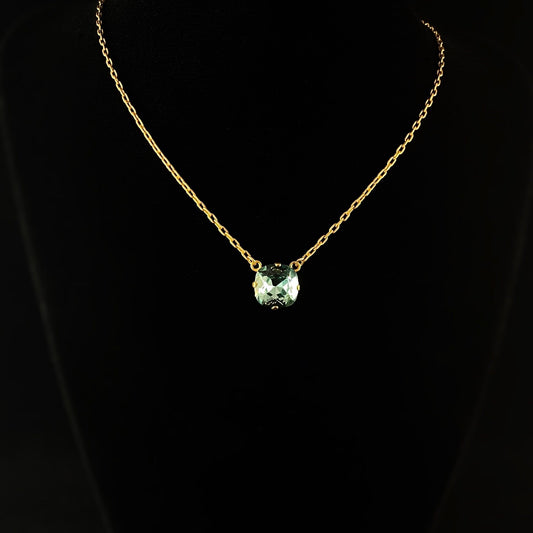 Mint Green Cushion Cut Swarovski Crystal Pendant Necklace - La Vie Parisienne by Catherine Popesco
