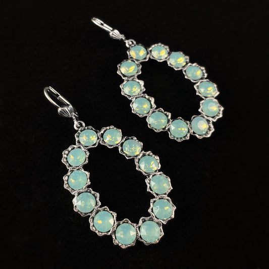 Mint Green Swarovski Crystal Oval Earrings - La Vie Parisienne by Catherine Popesco