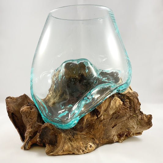 Molten Glass and Wood Sculpture, 2 piece