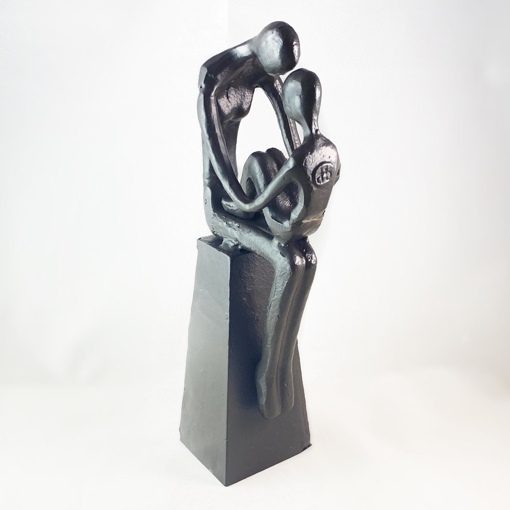 Mother and Child Tender Embrace Iron Sculpture - Unique Home Decor