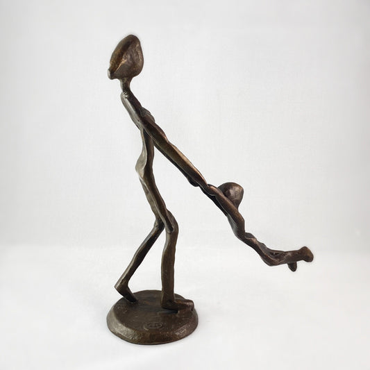 Mother Playing with Child Bronze Sculpture - Unique Home Decor