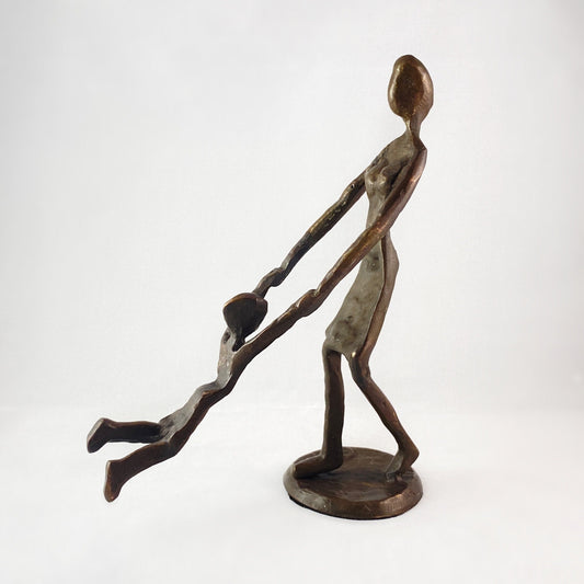 Mother Playing with Child Bronze Sculpture - Unique Home Decor