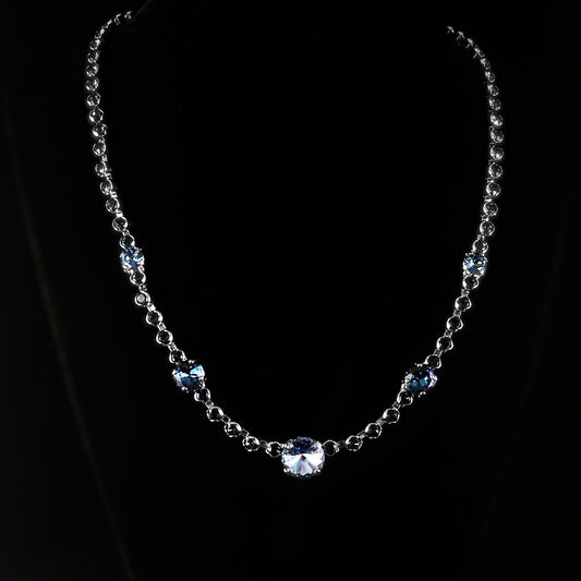 Multi-Colored Blue Crystal Adjustable Tennis Necklace Hazel