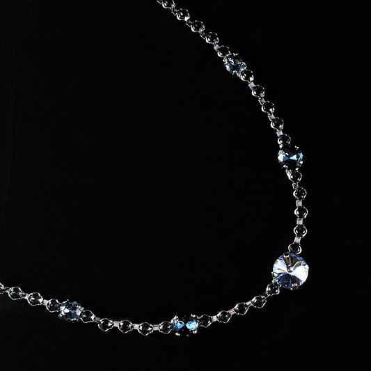 Multi-Colored Blue Crystal Adjustable Tennis Necklace Hazel