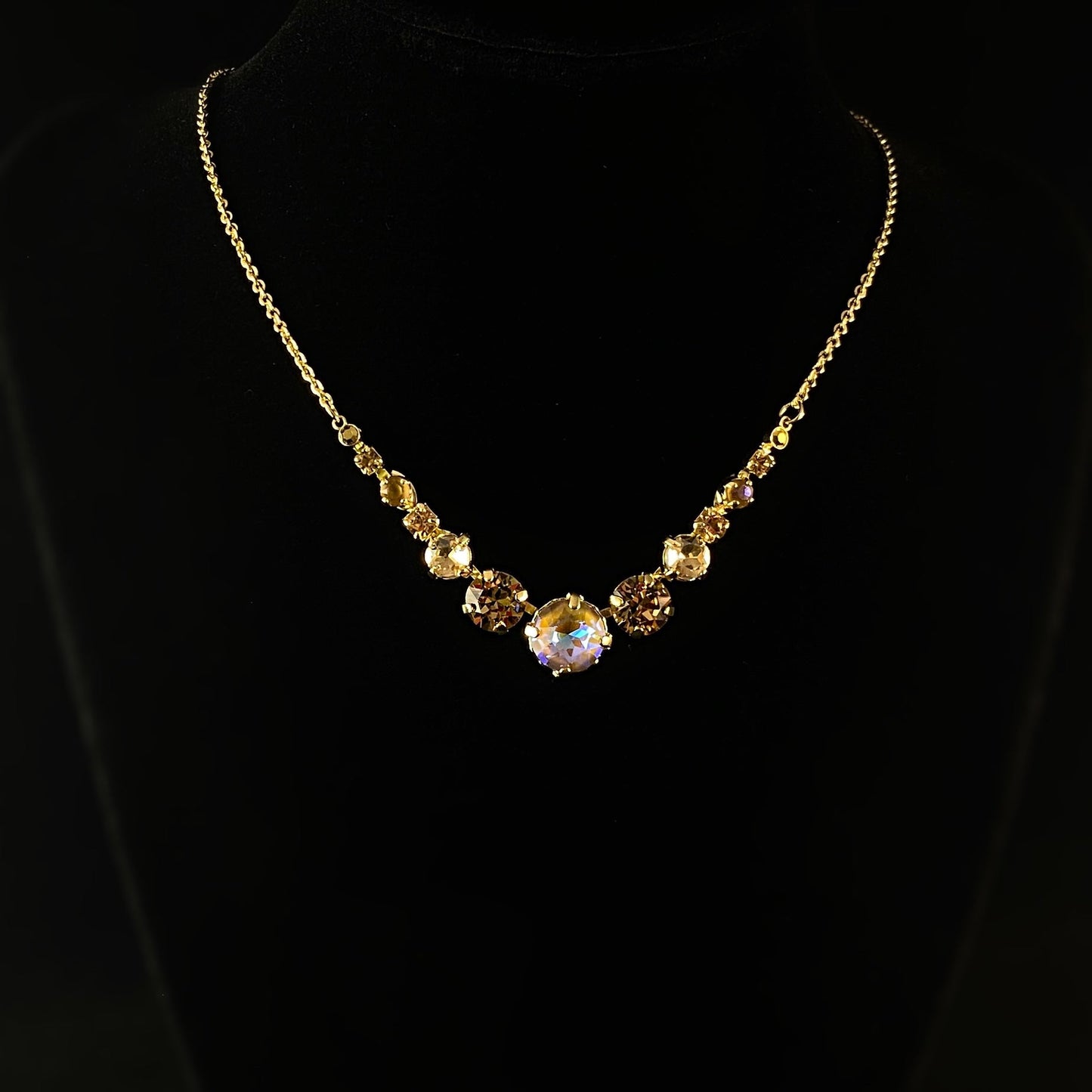 Multi-Colored Desert Shades Crystal Adjustable Gold Necklace